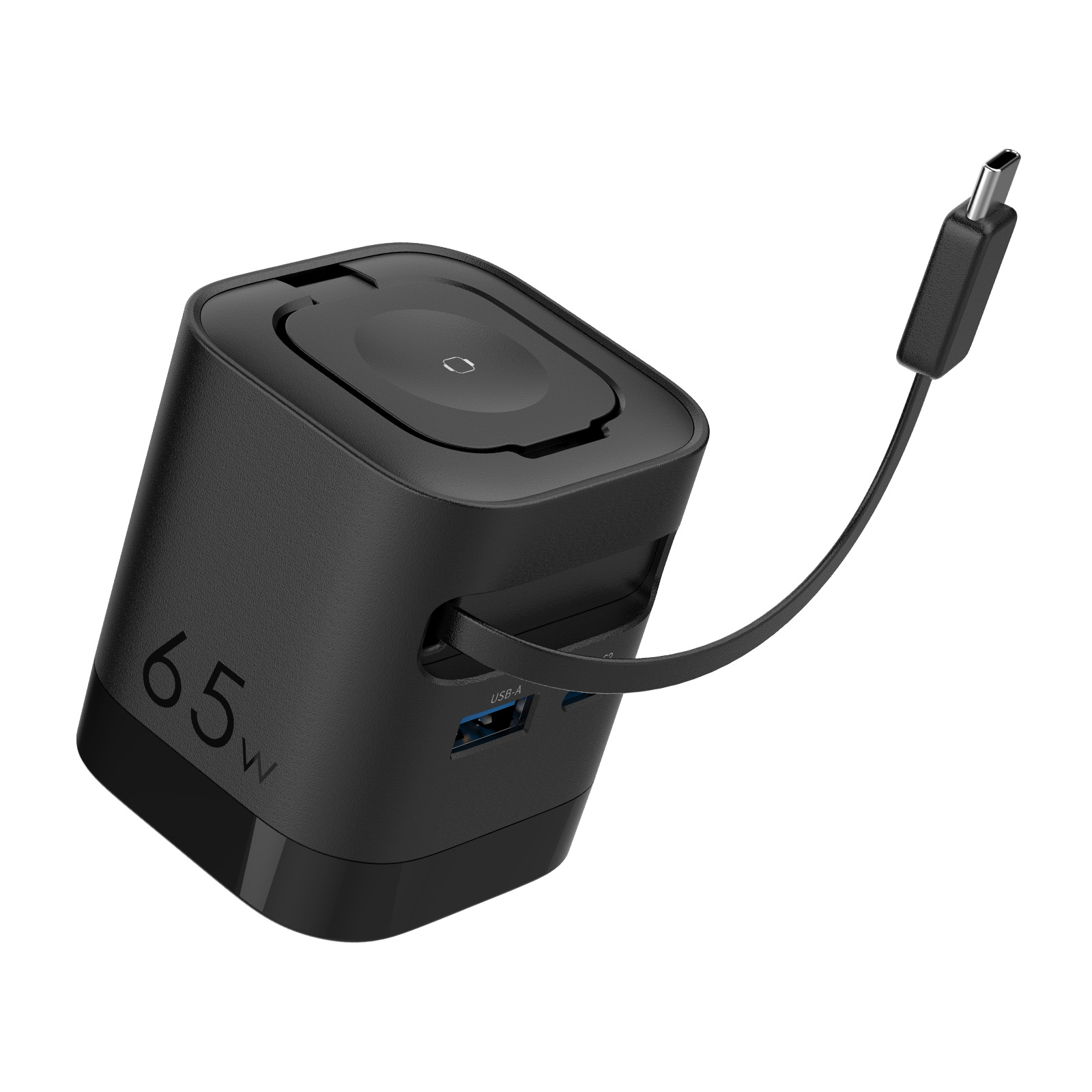 New PD65W GaN Charger Retractable Cable Charger for Apple Huawei Phone Charging Head