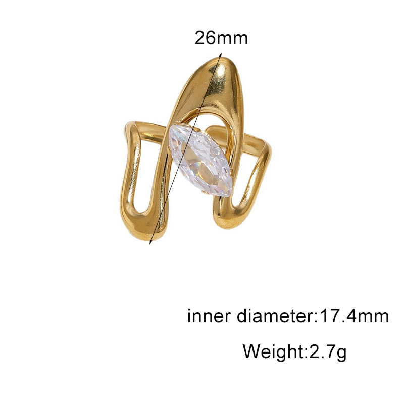 18k gold-plated titanium steel open ring stainless steel ring hand jewelry