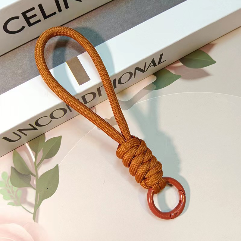 Color-block knot short woven phone lanyard keychain detachable anti-loss hanging rope 12CM
