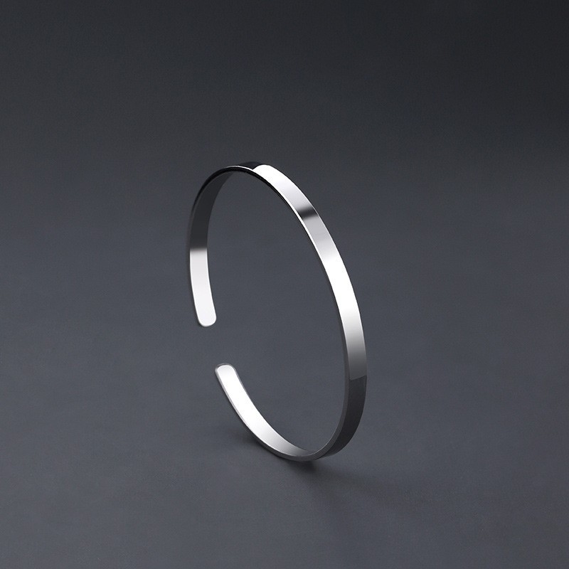 925 silver plated bracelet for men, smooth surface men's silver bracelet, simple and generous men's hand jewelry