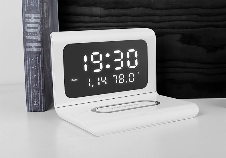 Desktop alarm clock wireless charger multi-function charger clock function three-in-one clock wireless charger