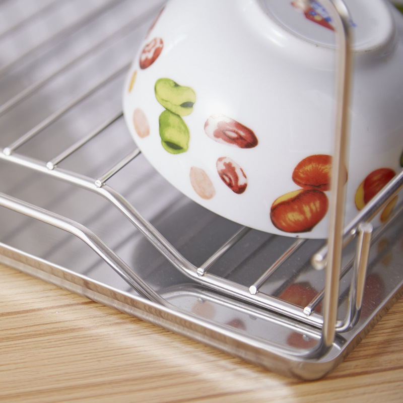 Stainless Steel Kitchen Bowl Dish Storage Rack Multifunctional Double-Layer Tabletop Bowl Rack Dish Rack Drain Rack Kitchen Supplies