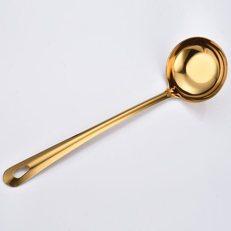 Stainless Steel Soup Spoon Home Kitchen Serving Spoon Beef Hot Pot Oil Residue Strainer Long-Handle Seasoning Large Spoon