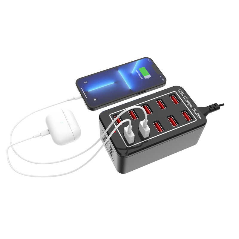 10 USB Charger 50W 5V1A 2.4A Current Output Smart IC Recognition Mobile Phone Multi-Port Charger