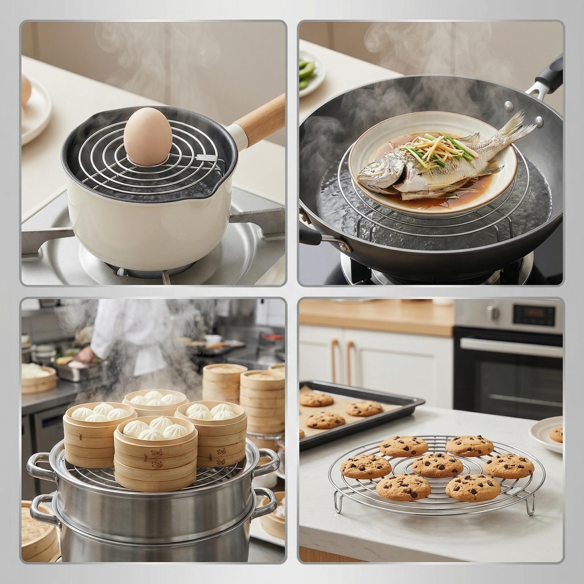 Steamer rack 304 stainless steel high-foot steamer rack, thickened and widened water separation rack, universal steamer grid for rice cookers