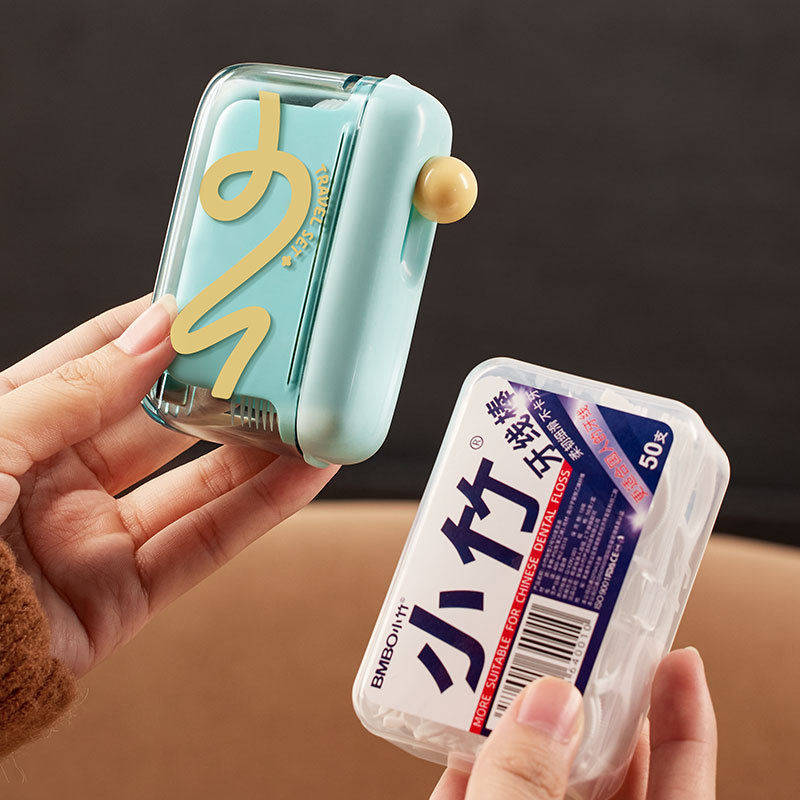 Patent Square Dopamine Dental Floss Box Portable Dental Floss Stick Clean Teeth Gap Automatic Dental Floss Automatic Pop Up Dental Floss Box