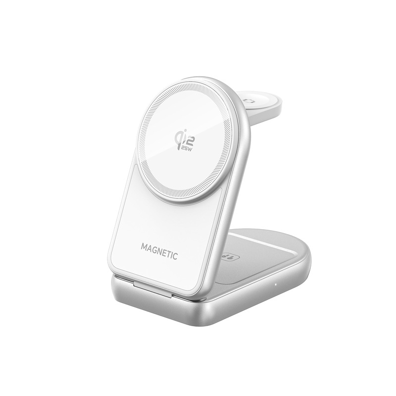 New 25W Fast Charge Qi2.2 Magnetic Foldable 3-in-1 Wireless Charger Desktop Phone Holder Wireless Charger