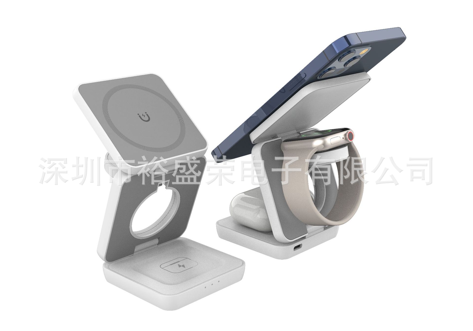 Magnetic Wireless Charger 3-in-1 Foldable for Apple Huawei Wireless Fast Charging Phone Stand