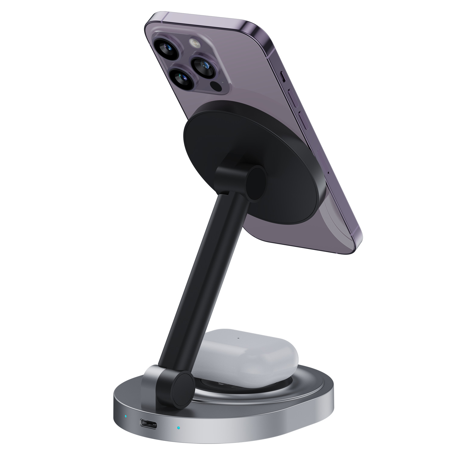 W14 Magnetic Wireless Charger 3-in-1 Adjustable Foldable Wireless Charger for Apple Phone Watch Earphones