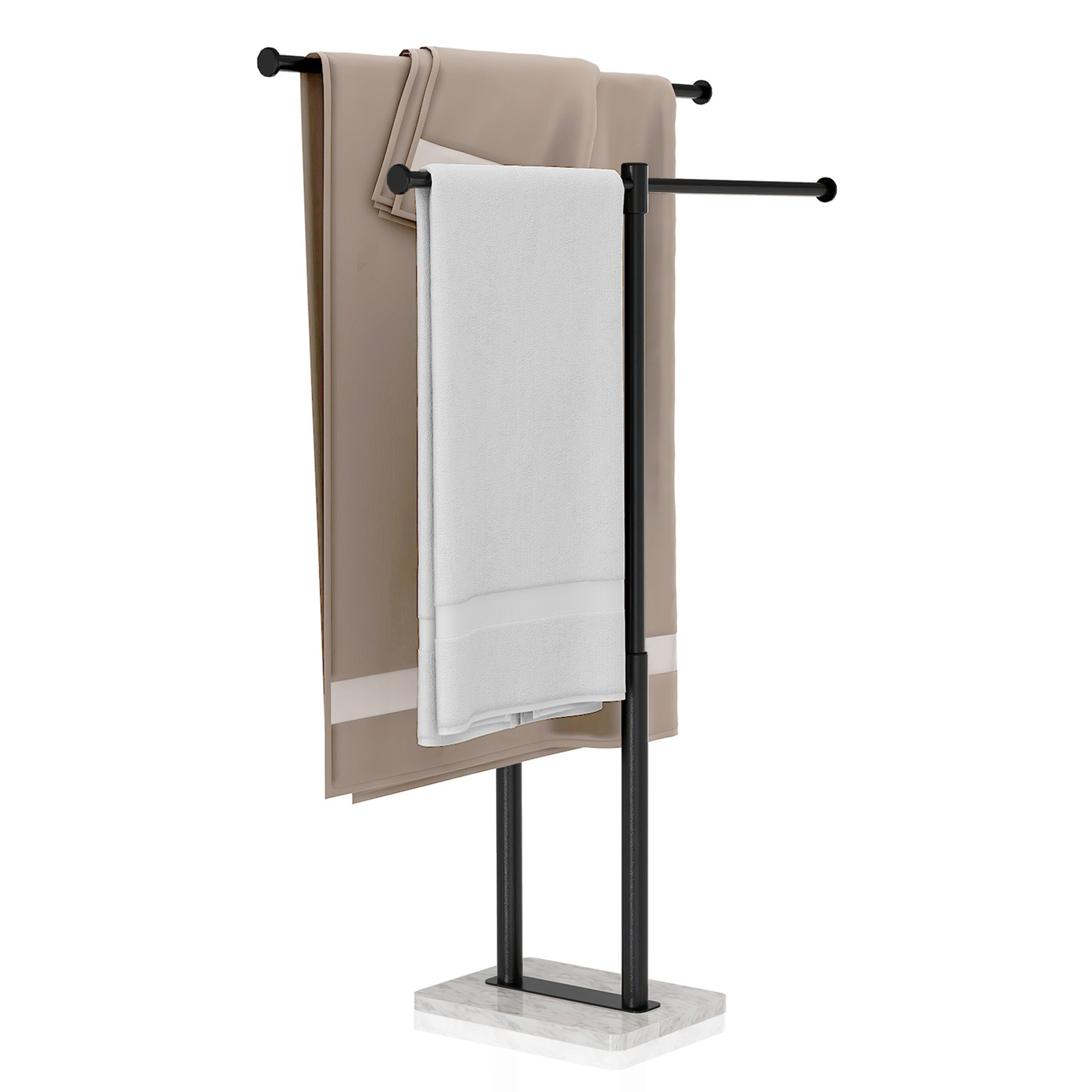 Multifunctional floor towel rack bathtub bath towel rack no-drilling vertical towel rack floor marble towel rack
