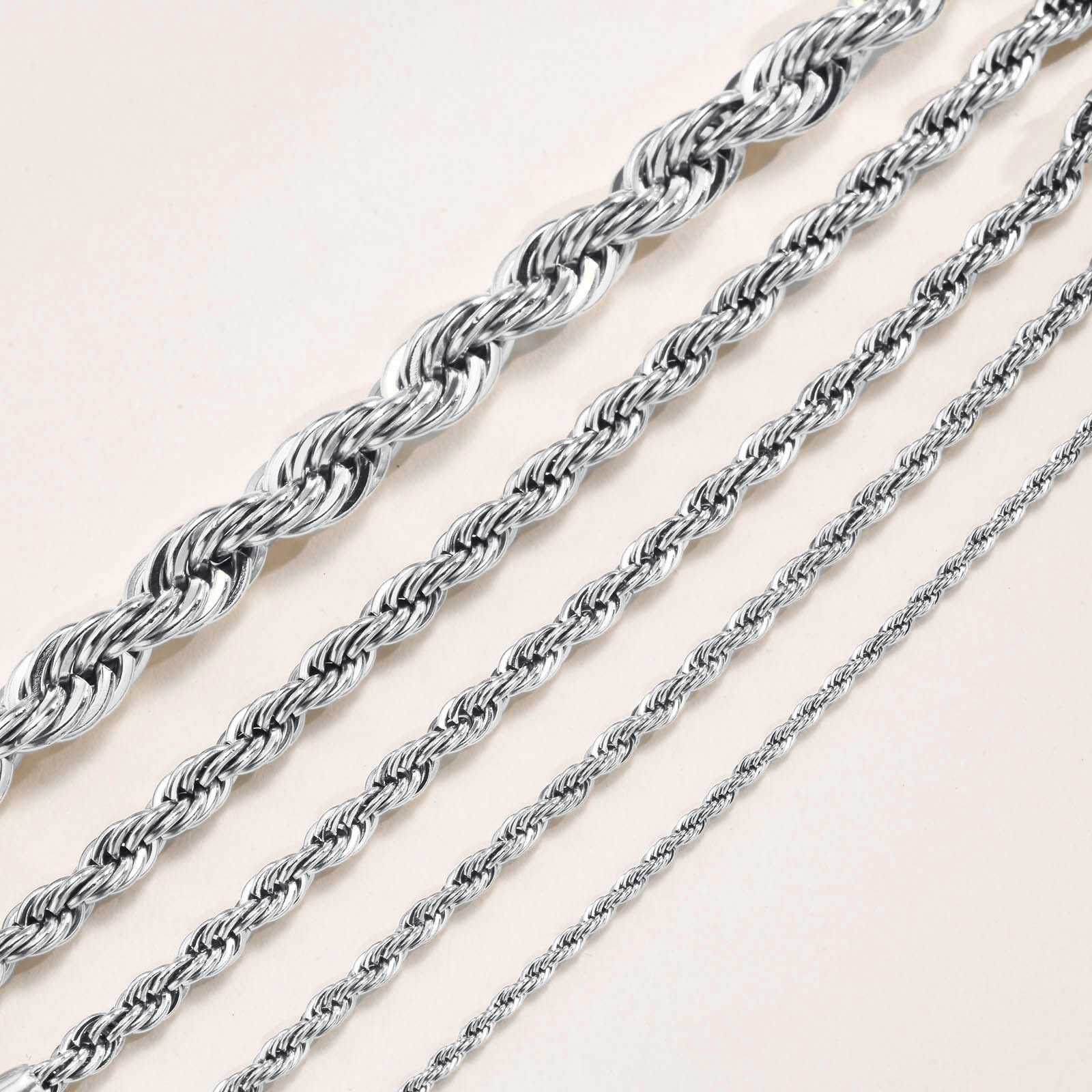 Titanium Steel Hemp Rope Bracelet Thick 2/3/4/5/8MM Unisex Women's Gold-Plated Stainless Steel Accessories