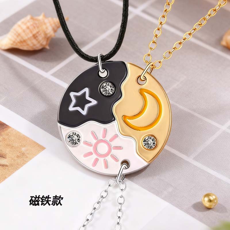 Sun Moon Stars Split Necklace for Best Friend froever Good Friends BFF Heart Split Necklace