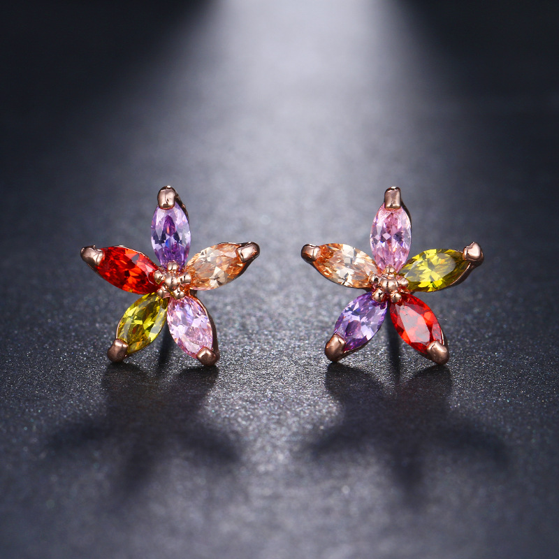 Colorful zircon earrings women earrings copper micro-set zircon luxury jewelry