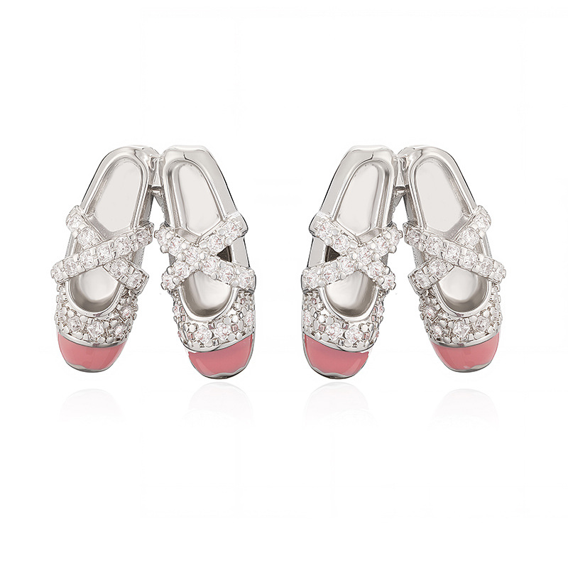 Sweet Colorful Drip Oil Ballet Shoes Necklace and Earrings Layered Jewelry Set