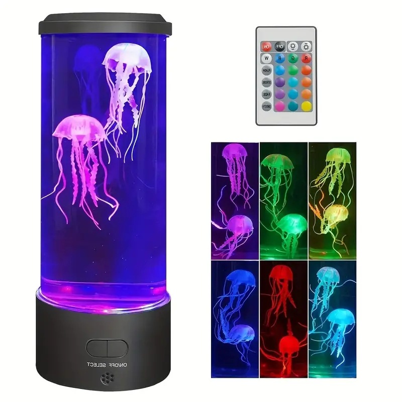 Simulated Medium Jellyfish Lamp Remote Control Color Changing USB Plug-in Night Light LED Decorative Night Light