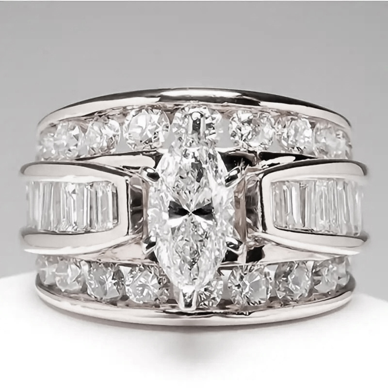 Copper Set Zircon Women's Ring Popular Engagement Jewelry
