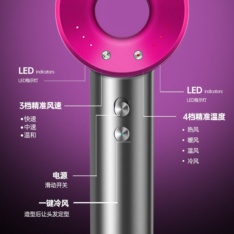 High-speed bladeless hair dryer for home salon high wind speed hair care quick-dry silent constant temperature electric hair dryer for barbershop