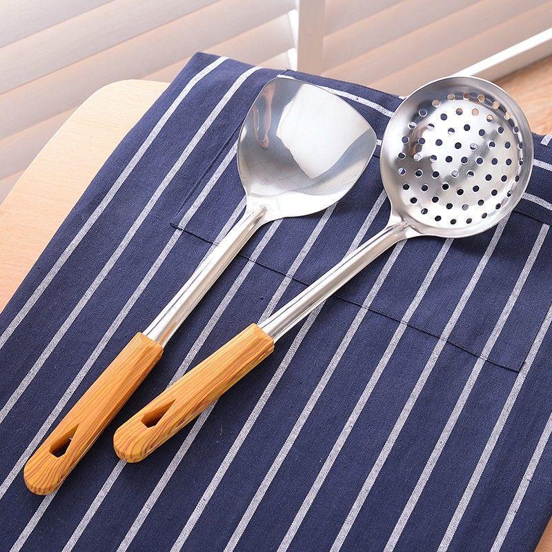 Stainless steel kitchen utensil set, non-scalding spoon, full set household spoon, stir-fry spatula, kitchen spatula, slotted spoon, soup spoon