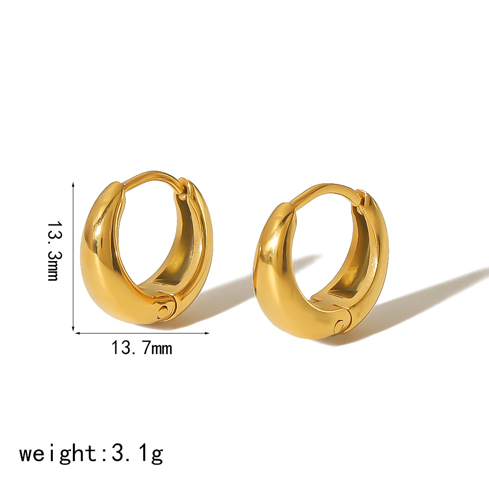 Titanium steel ear buckle 18k gold u-shaped small simple ear stud earrings