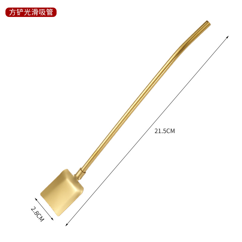 304 stainless steel straw spoon threaded watermelon spoon shovel straw spoon beverage coffee stirring spoon dessert spoon