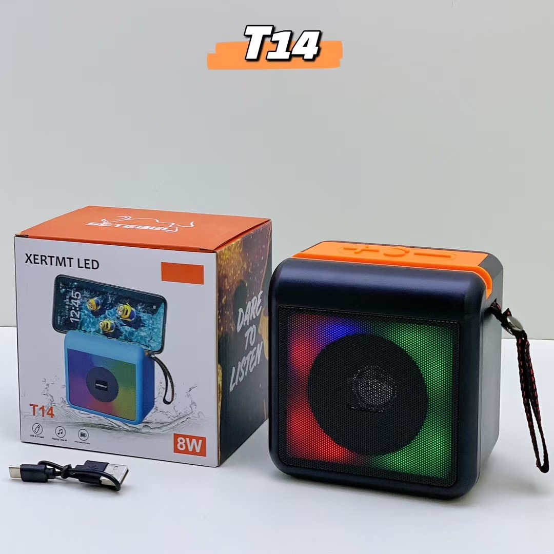 New T14 Handle Bluetooth Speaker Outdoor Wireless Subwoofer Colorful Light Portable Phone Stand Speaker