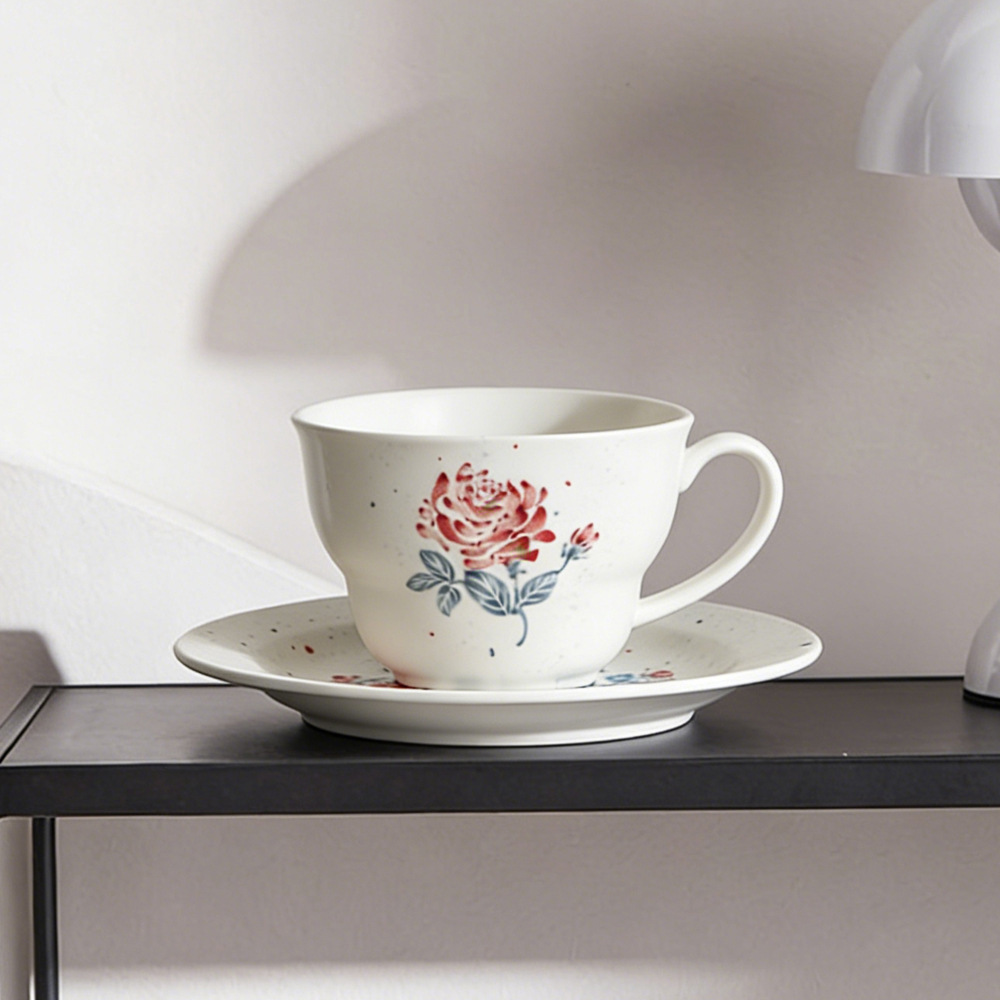 Niche coffee cup saucer set latte art afternoon tea gift vintage water cup