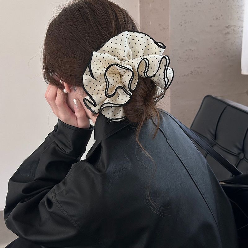 Plaid lace large hair scrunchie for women 2026 new hair tie extra large bun hair accessory head flower