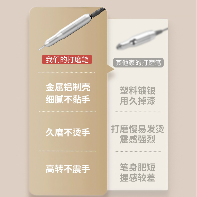 Nail Grinder No Heating Charging Nail Remover Professional Nail Grinding Head Handheld Portable Electric Nail File