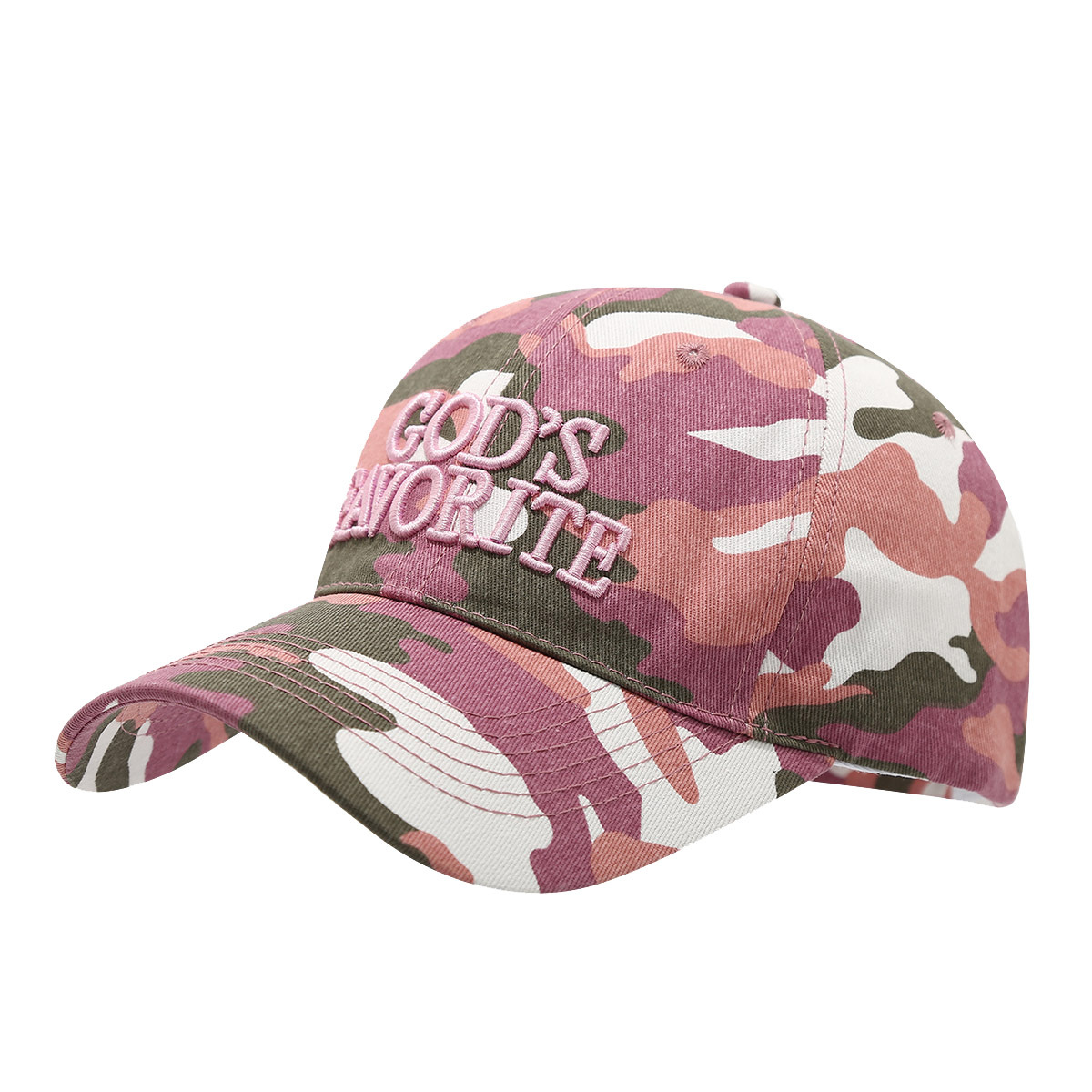American Baseball Cap for Men, Outdoor Jungle Camouflage Distressed Soft Top Embroidery Duckbill Cap, Face Slimming for Women