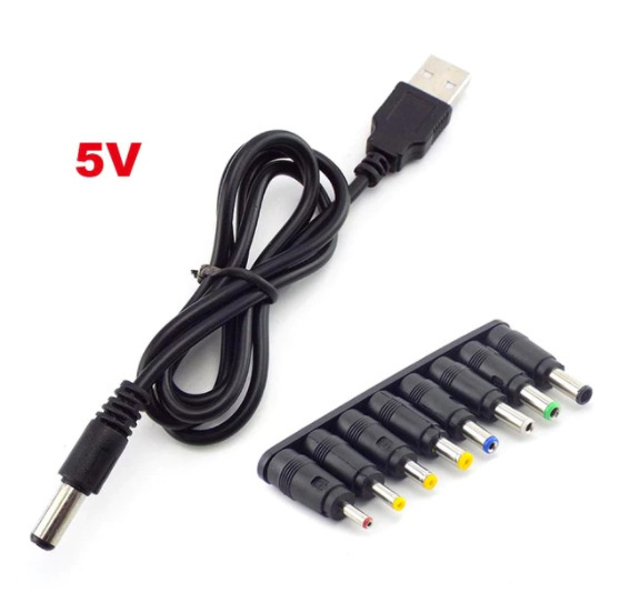 USB power boost cable 5V to DC9V/12V step-up converter cable with 8 DC tips multi-function voltage conversion cable