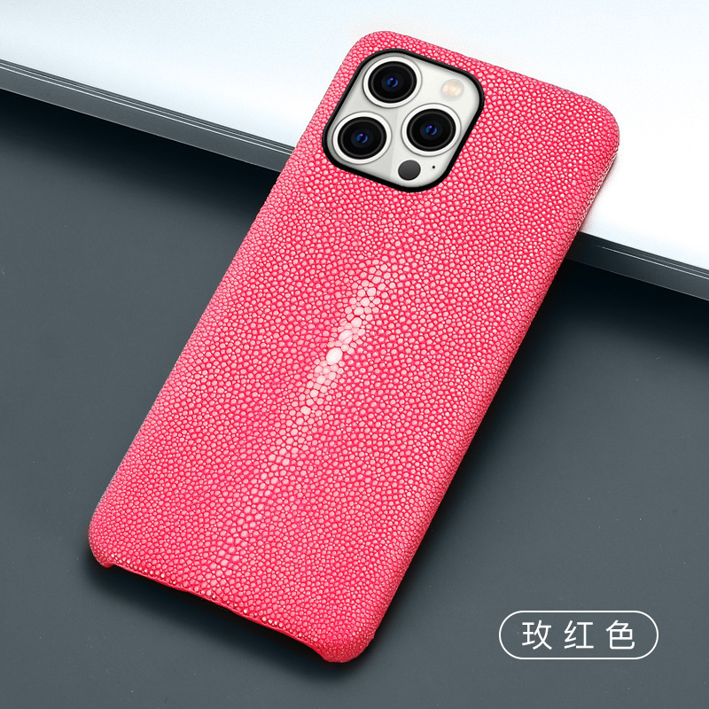 Applicable Apple 17 Pro Max phone case for iPhone 16 pearl fish genuine leather 15 Pro anti-drop protective case
