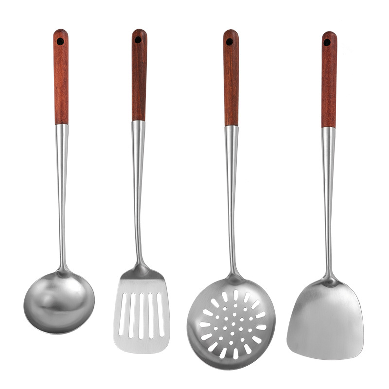 304 stainless steel long rosewood handle spatula soup spoon frying spatula stir-fry spoon kitchen utensil set household