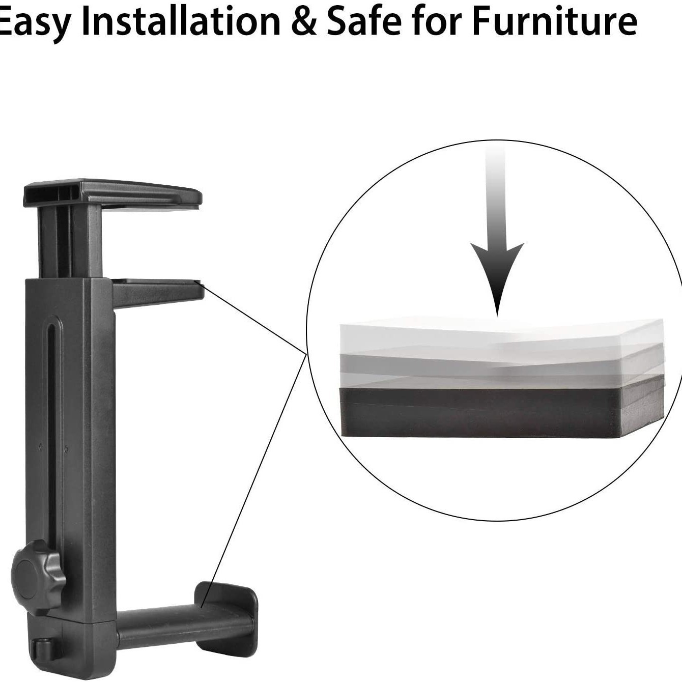 Resin headphone stand with desk clamp, rotating headset stand, 360-degree rotating headphone stand, simple headphone stand
