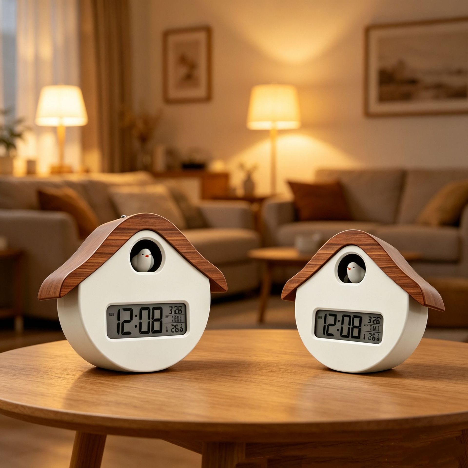 Cuckoo Sound Hourly Chime Electronic Clock Temperature Humidity Date Display Wall Mountable or Standing