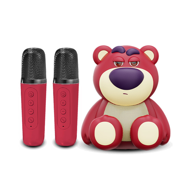 Original Strawberry Bear Wireless Bluetooth Speaker Dual Microphone Set Small Speaker KTV Sound Birthday Gift