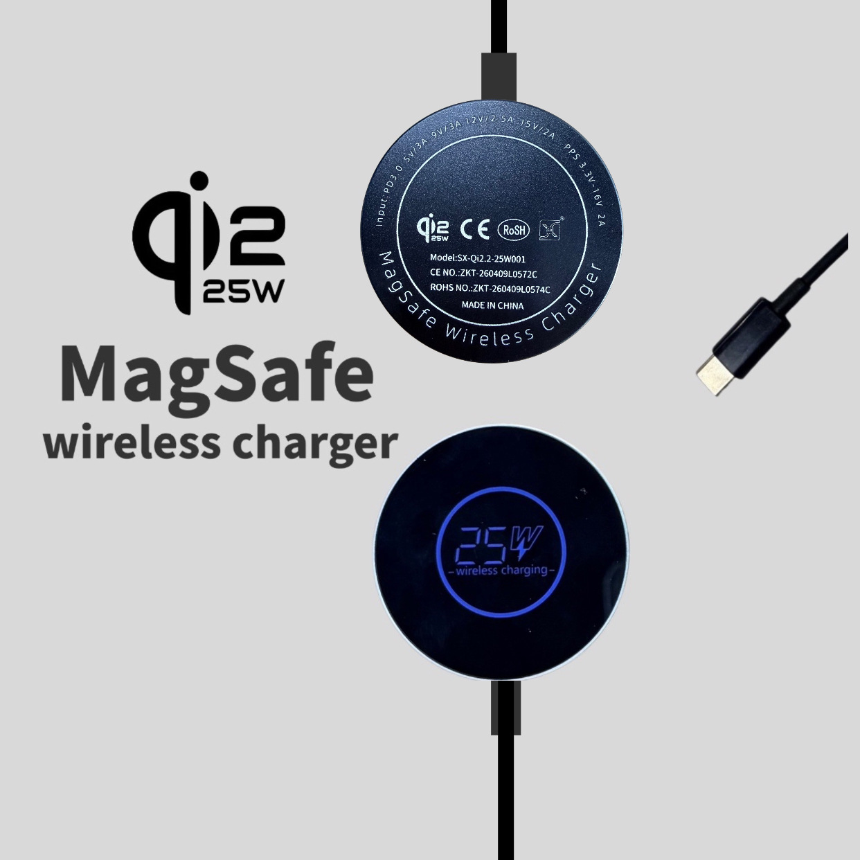 Qi2.2-25W magnetic wireless charger for Apple 16 Apple 17 compatible Samsung Huawei Xiaomi