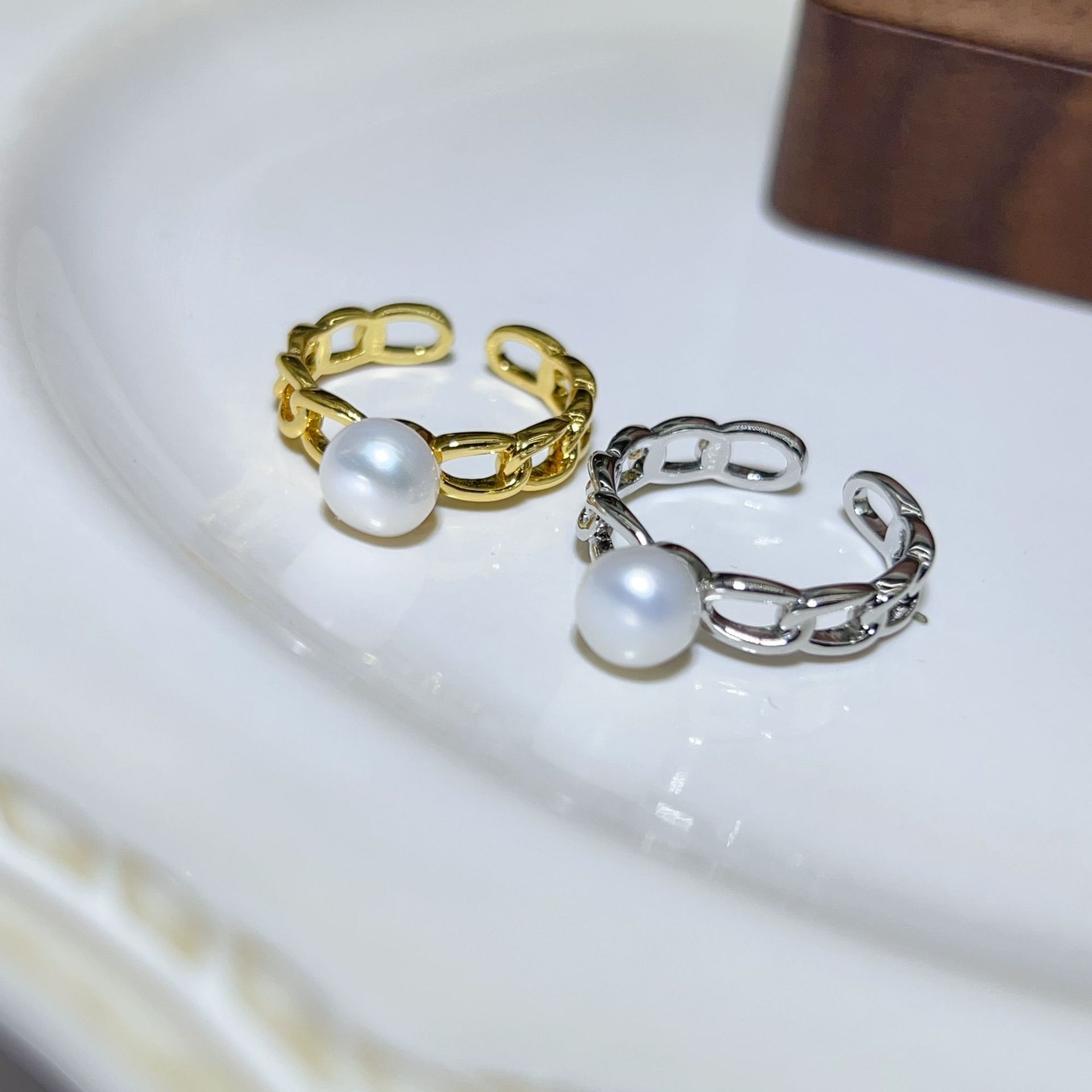 DIY Pearl Ring Accessories Gold-Plated Flower Butterfly Ring Holder Petal Pearl Ring Empty Mount Open