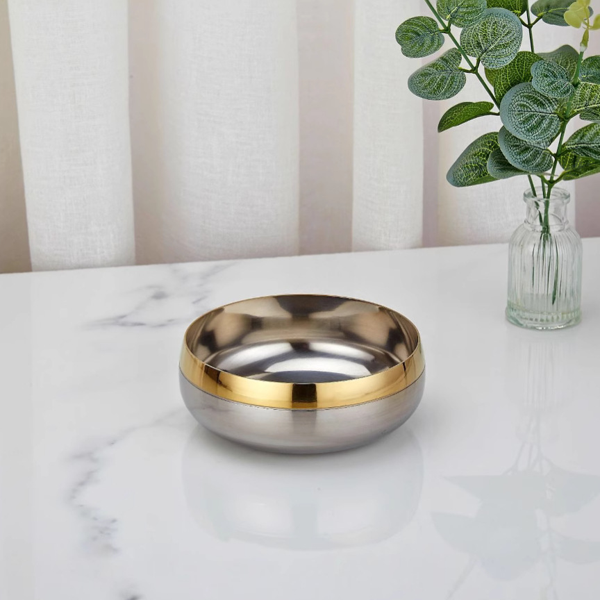 304 Stainless Steel Gold Rim Bowl Dish Cup Set Five-Star Hotel Supplies Bar Niche Whiskey Glass Set