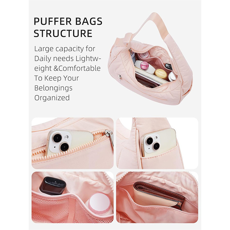 New Women's Small Down Bag Single Shoulder Bag Nylon Single Shoulder Wallet Handbag with Adjustable Strap