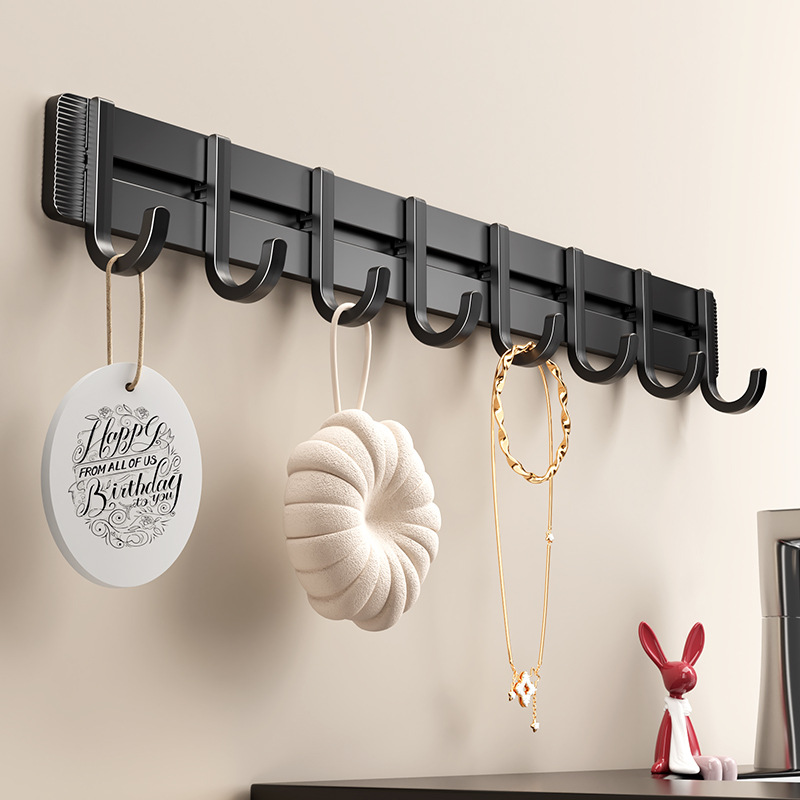 Kitchen Storage Hooks, No-Drill Clothes Hooks, Walnut-Finish Adhesive Hooks, Bathroom Organization Hooks, Coat Hooks, Behind-the-Door Hooks