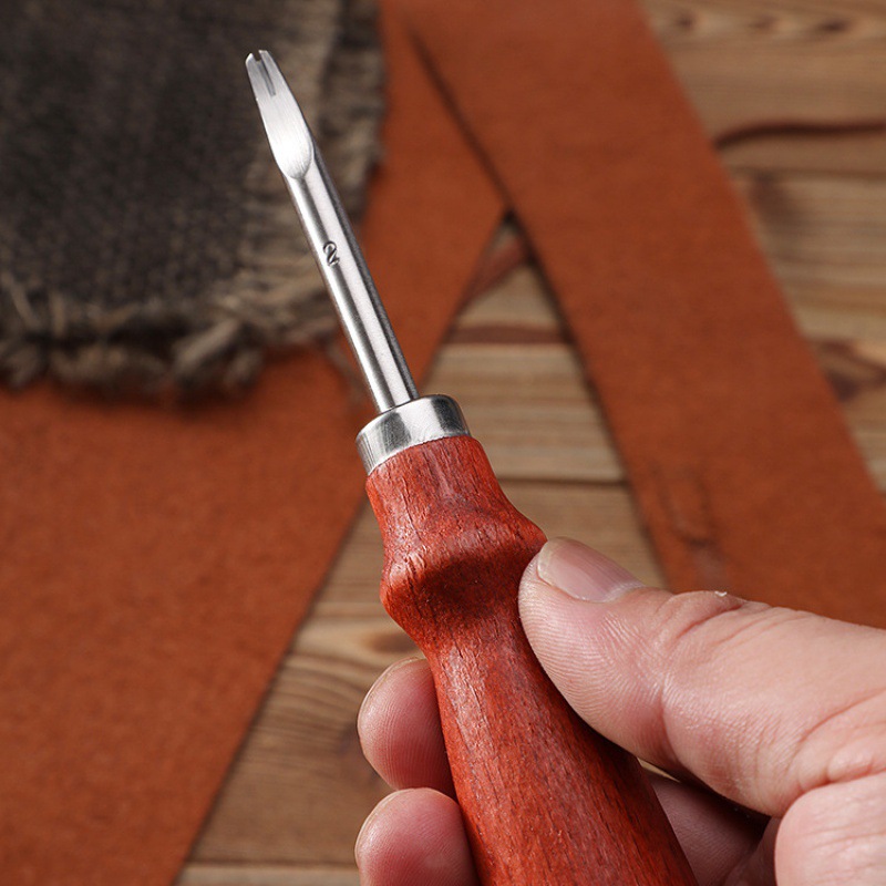 Beech wood handle leather edge trimmer trimming knife handmade DIY leather craft tool chamfer edge trimmer thinning leather carving tool