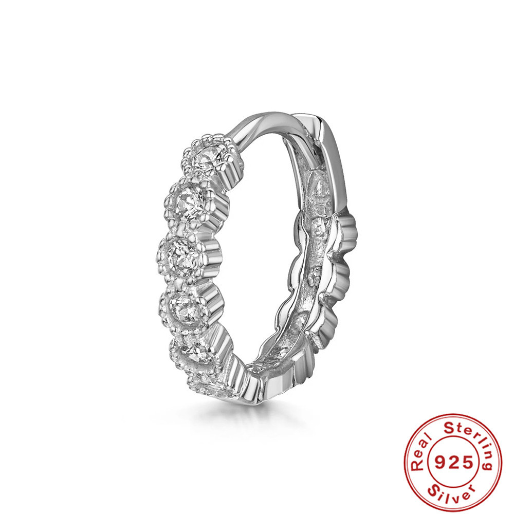 S925 sterling silver cartilage piercing diamond-set ear hoop ear buckle earring ear cartilage shien INS punk style ear bone clip