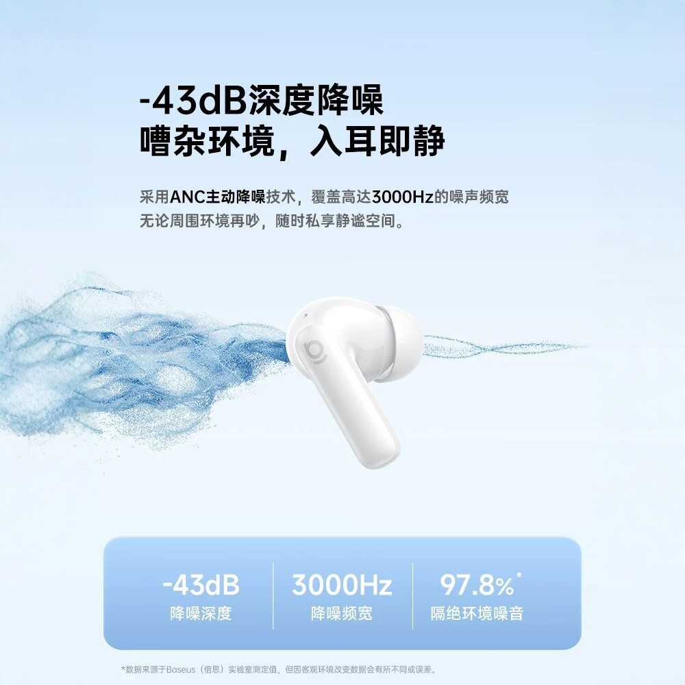 Baseus BP1 NC true wireless noise cancelling Bluetooth earphone deep noise reduction long battery life in-ear sports for Apple