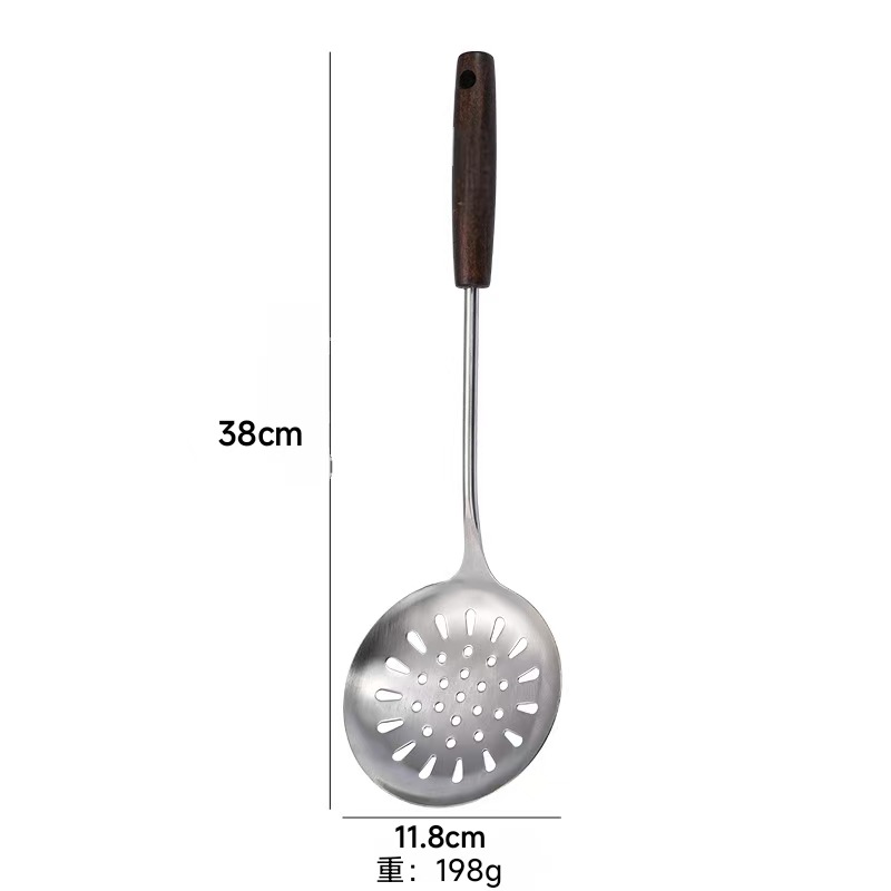 304 stainless steel spatula, thickened wooden handle kitchen tool set, kitchen utensils, cooking spoon, spatula, soup spoon, colander, frying spatula