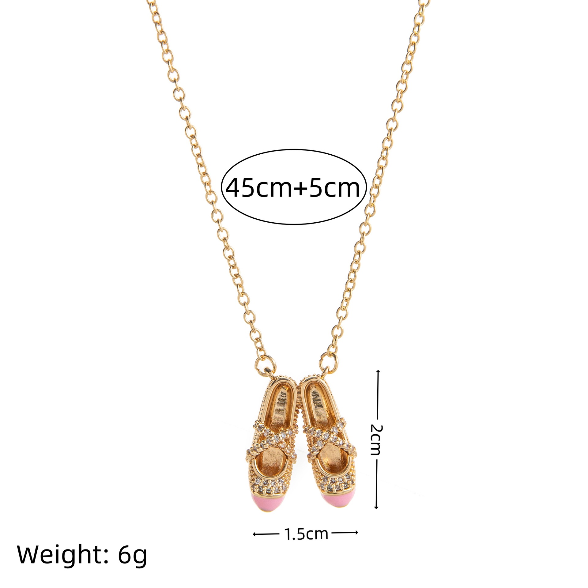 Exquisite mini rhinestone pink ballet shoe necklace锁骨链 unique necklace