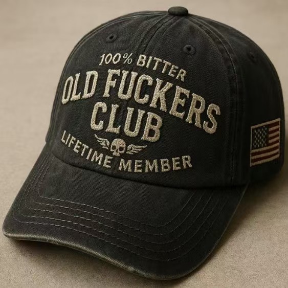 New Pure Cotton Embroidered Hat Old Fuckers Club Baseball Cap