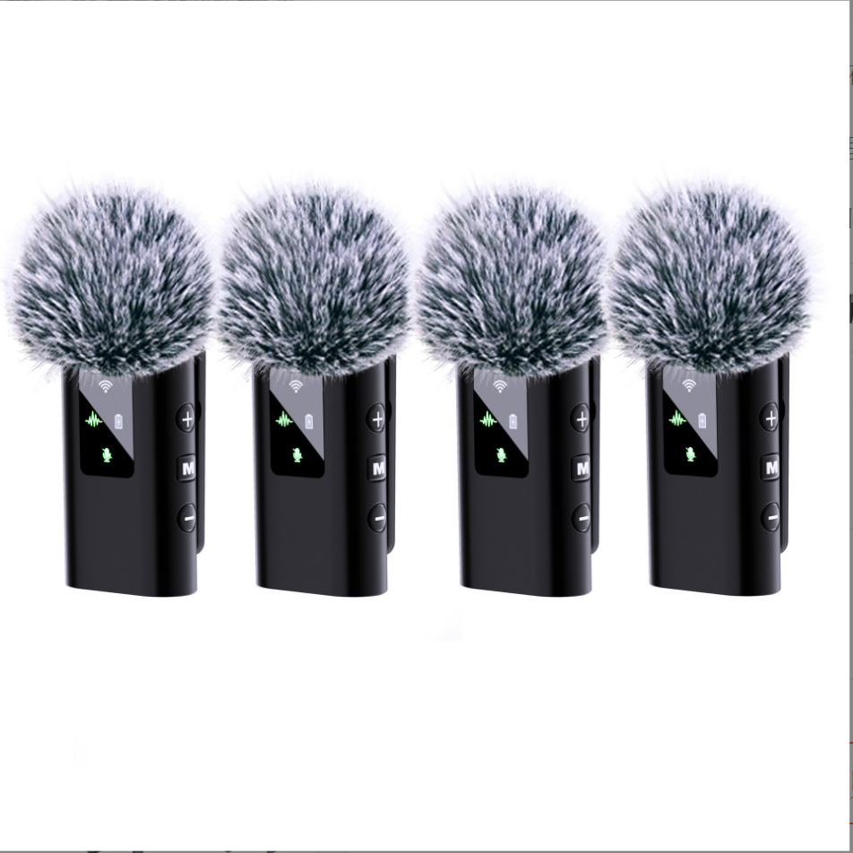Wireless Lavalier Microphone One-to-Four Private Mold Live Streaming Mic Digital Display New Product