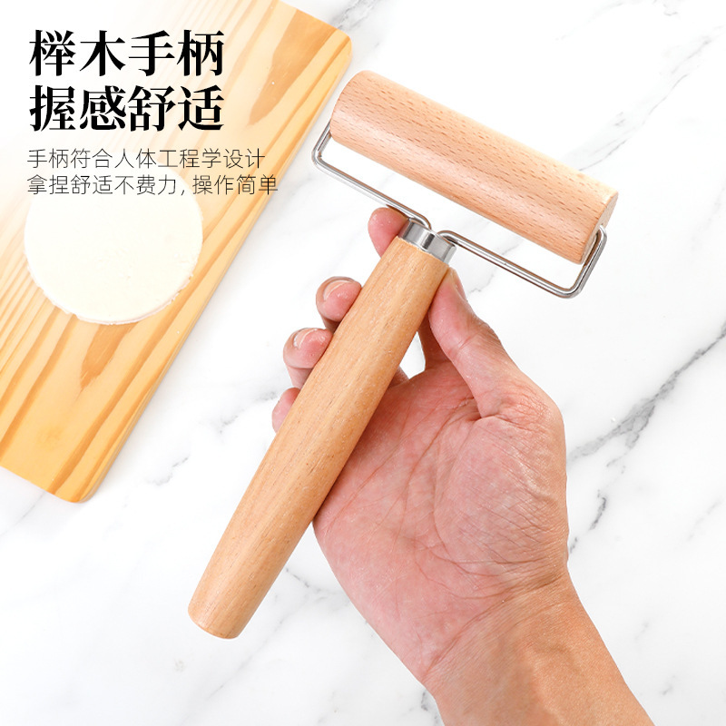Wooden Handle Rolling Pin Double Head Solid Wood Roller for Dumpling Wrapper Beech Wood Rolling Pin Baking Tool