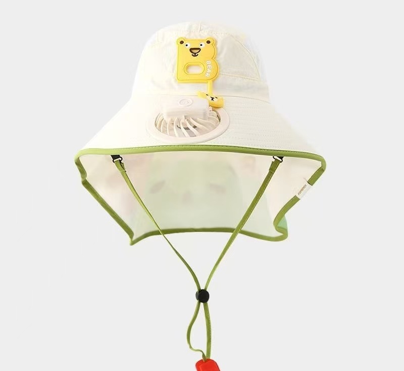 Solar Fan Children's Hat, Summer Thin Sun Protection, Wide Brim, Cape Hat, Boys and Girls, Hollow Top Hat
