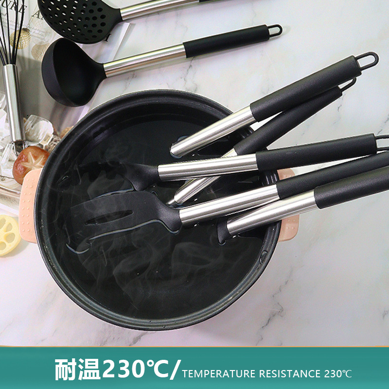Silicone Spatula and Soup Spoon 15-Piece Set Stainless Steel Silicone Spatula Household Non-Stick Silicone Kitchenware Set